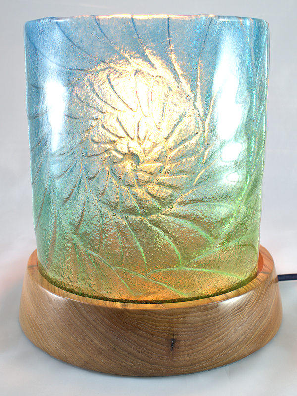 Brownsea Island light with Ammonite glass screen in English Elm