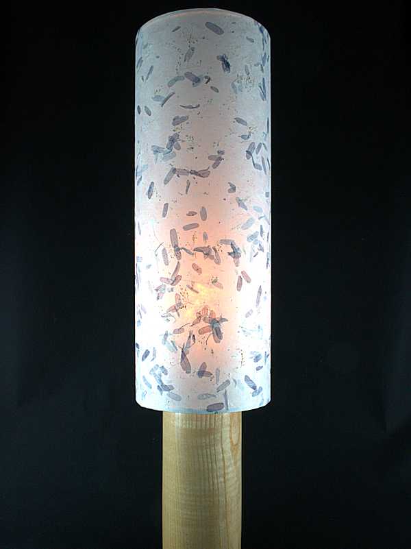 Cylinder lampshade in dark blue Tamarind leaves