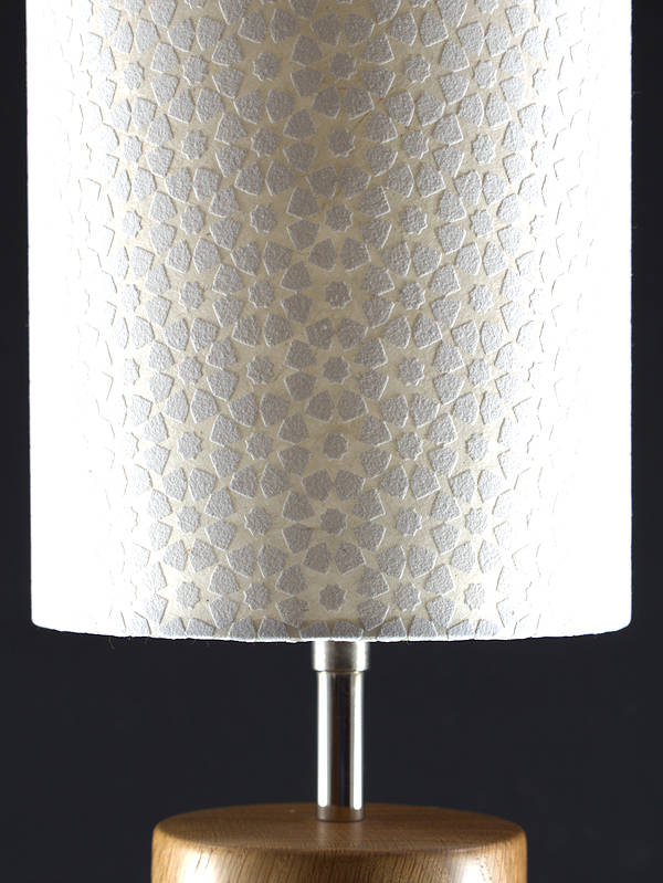 Tall cylinder lampshade in white tile effect