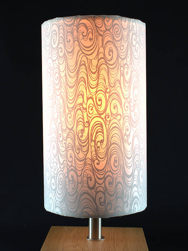 Short cylinder lampshade in white swirl paper