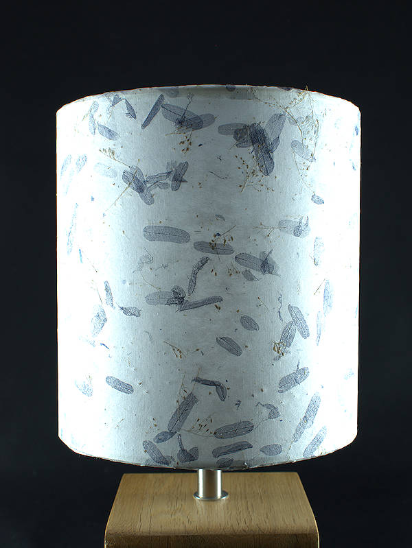 Medium cylinder lampshade in blue tamarind leaves paper